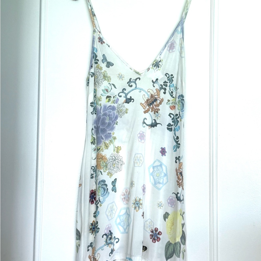 Camilla Floral Sheer Kimono Dress - White with Multicolor Floral Print - Picture 6 of 8